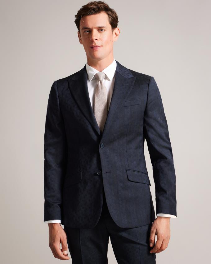 Veste Ted Baker Wool Tonal Check Suit Bleu Marine Homme | AHG-32806314